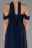 Abendgarderobe in Großen Größen Lang Chiffon Marineblau ABU6535