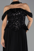 Abendgarderobe in Großen Größen Lang Chiffon Schwarz ABU6535