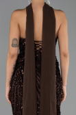 Abendkleid Lang Schuppig Braun ABU6534