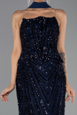 Abendkleid Lang Schuppig Marineblau ABU6534