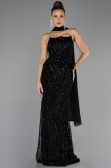 Abendkleid Lang Schuppig Schwarz ABU6534