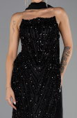 Abendkleid Lang Schuppig Schwarz ABU6534