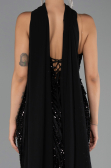 Abendkleid Lang Schuppig Schwarz ABU6534