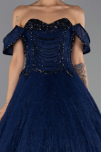 Abendkleid Lang Spitze Marineblau ABU6536