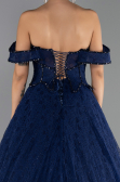 Abendkleid Lang Spitze Marineblau ABU6536