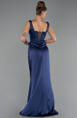 Kleider in Großen Größen Lang Satin Marineblau ABU6543