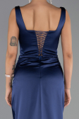 Kleider in Großen Größen Lang Satin Marineblau ABU6543
