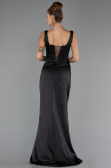 Kleider in Großen Größen Lang Satin Schwarz ABU6543
