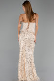 Abendkleid Lang Schuppig Beige ABU6546