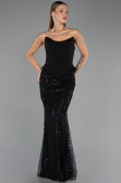 Abendkleid Lang Schuppig Schwarz ABU6546