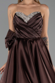 Abendkleid Lang Satin Braun ABU5541