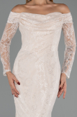 Abendkleid Lang Spitze Beige ABU5617