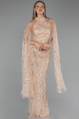 Abendkleid Lang Perlenbesetzt Gold ABU6154