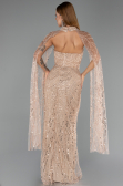 Abendkleid Lang Perlenbesetzt Gold ABU6154
