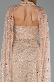 Abendkleid Lang Perlenbesetzt Gold ABU6154
