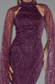Abendkleid Lang Perlenbesetzt Pflaume ABU6154