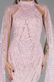 Abendkleid Lang Perlenbesetzt Puder ABU6154
