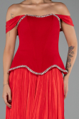 Abendkleid Lang Chiffon Rot ABU6203