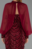 Abendkleid Lang Schuppig Weinrot ABU6298