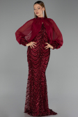 Abendkleid Lang Schuppig Weinrot ABU6298