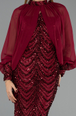 Abendkleid Lang Schuppig Weinrot ABU6298
