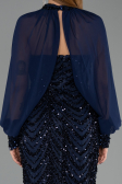 Abendkleid Lang Schuppig Marineblau ABU6298