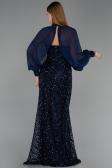 Abendkleid Lang Schuppig Marineblau ABU6298