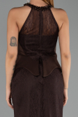 Abendkleid Lang Spitze Braun ABU6425