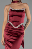 Abendkleid Lang Satin Weinrot ABU6554