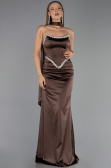 Abendkleid Lang Satin Braun ABU6554