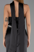 Abendkleid Lang Satin Schwarz ABU6554