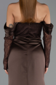 Abendkleid Lang Satin Braun ABU6555