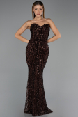 Abendkleid Lang Schuppig Braun ABU6556
