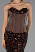 Abendkleid Lang Schuppig Braun ABU6556