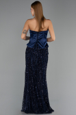 Abendkleid Lang Schuppig Marineblau ABU6556