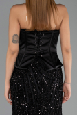 Abendkleid Lang Schuppig Schwarz ABU6556