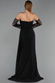 Schwarz Standesamtkleid Chiffon Lang ABU5791
