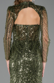 Abendkleid Lang Perlenbesetzt Khaki ABU6564