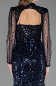 Abendkleid Lang Perlenbesetzt Marineblau ABU6564