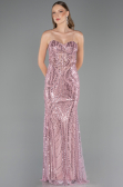 Abendkleid Lang Perlenbesetzt Puder ABU6564