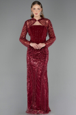 Abendkleid Lang Perlenbesetzt Weinrot ABU6567