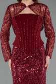Abendkleid Lang Perlenbesetzt Weinrot ABU6567