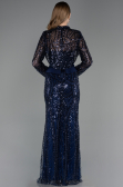 Abendkleid Lang Perlenbesetzt Marineblau ABU6567