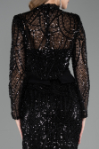 Abendkleid Lang Perlenbesetzt Schwarz ABU6567
