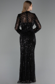 Abendkleid Lang Perlenbesetzt Schwarz ABU6567