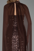 Abendkleid Lang Perlenbesetzt Hellbraun ABU6569