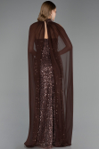 Abendkleid Lang Perlenbesetzt Hellbraun ABU6569
