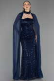Abendkleid Lang Perlenbesetzt Marineblau ABU6569