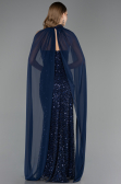 Abendkleid Lang Perlenbesetzt Marineblau ABU6569
