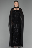 Abendkleid Lang Perlenbesetzt Schwarz ABU6569